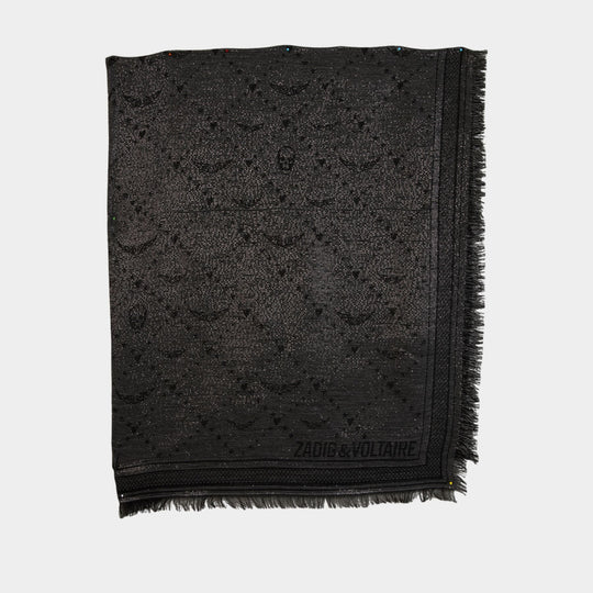 Glenn Monogram Scarf - Zadig & Voltaire - Viscose - Black