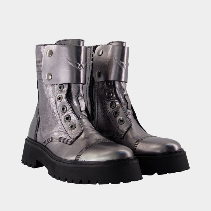 Joe Fast Ankle Boots - Zadig & Voltaire - Leather - Silver