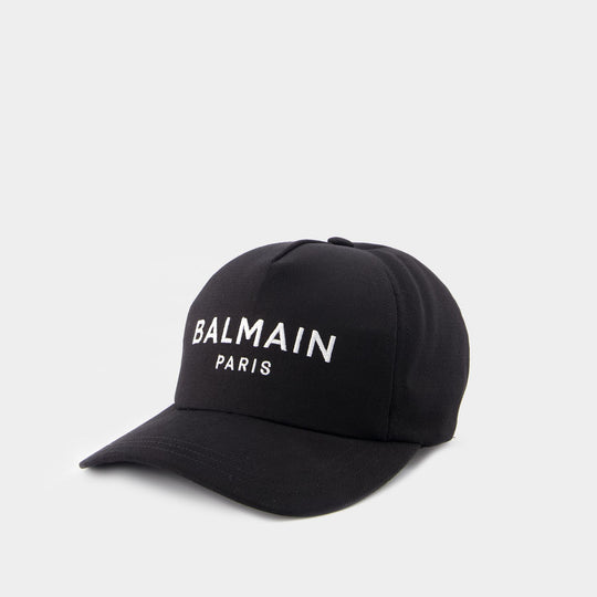 Balmain Embroidery黑色/白色棉质棒球帽