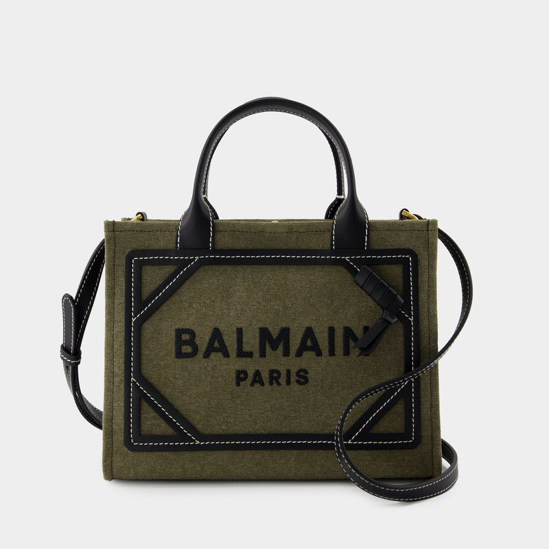 Balmain B-Army卡其色/黑色帆布小号购物袋