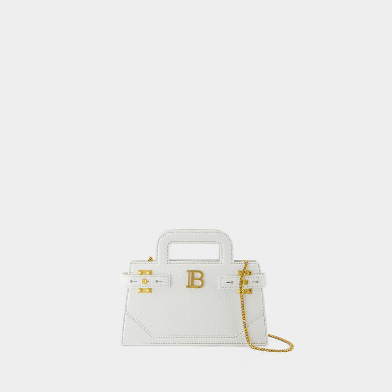 B-Buzz Small Top Handle Purse - Balmain - Leather - White