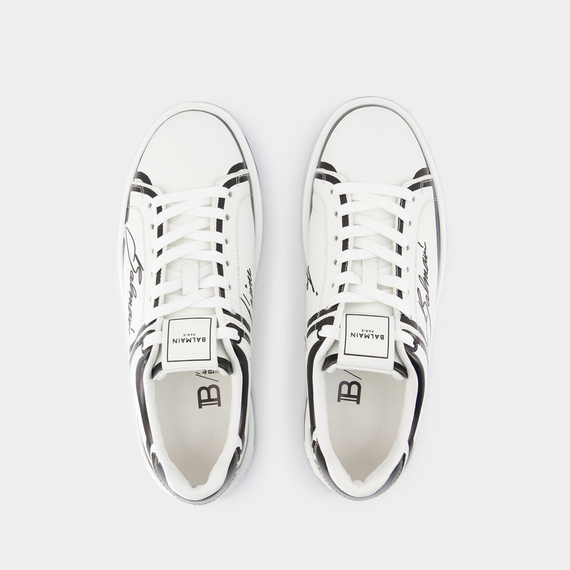 B-Court Sneakers - Balmain - Leather - White