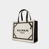 B-Army Medium 裸色/黑色拉菲草中号购物包