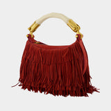Ebene Mini Fringes Bag - Balmain - Leather - Red