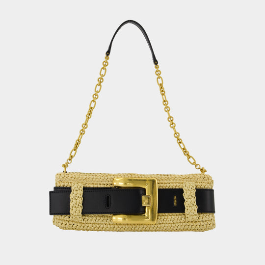 Anthem Shoulder Bag - Balmain - Raffia - Beige