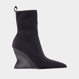Wedge Ankle Boots - Balmain - Cotton - Black