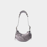 Balenciaga Cagole XS银色皮质单肩包