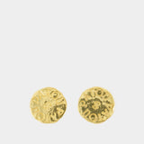 Antique Coin 金色金属耳饰