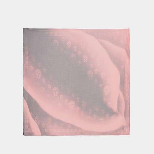 Skull 渐变色骷髅头印花丝绸方巾