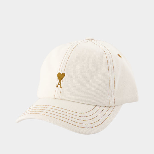 Tobacco Ami De Coeur Cap - AMI Paris - Cotton - White