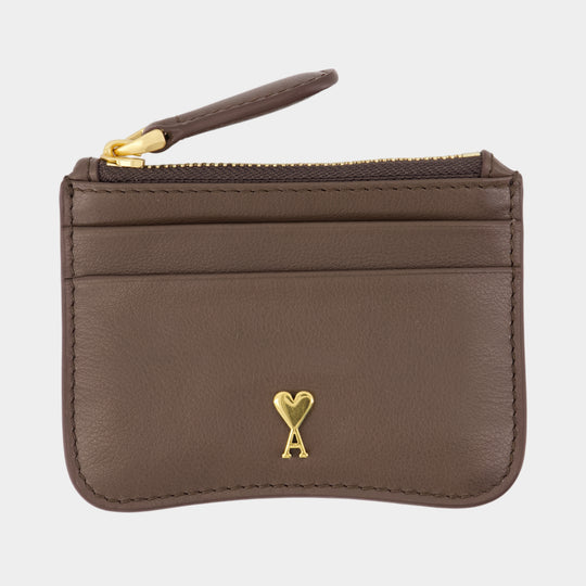 Paris Paris Zipped Card Holder - AMI Paris - Leather - Brown