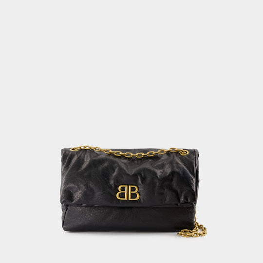 Balenciaga Monaco Chain M 黑色皮质单肩包