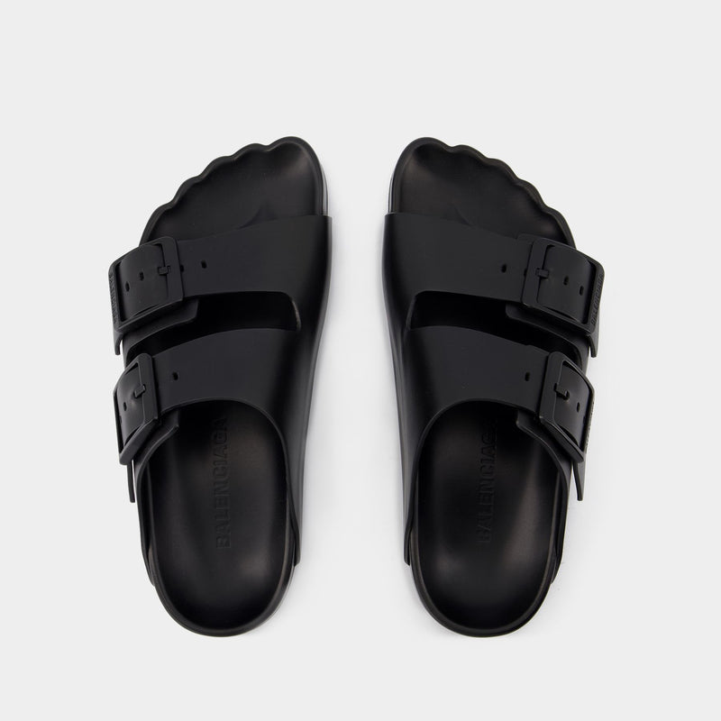 Balenciaga Sunday黑色皮质凉鞋拖鞋