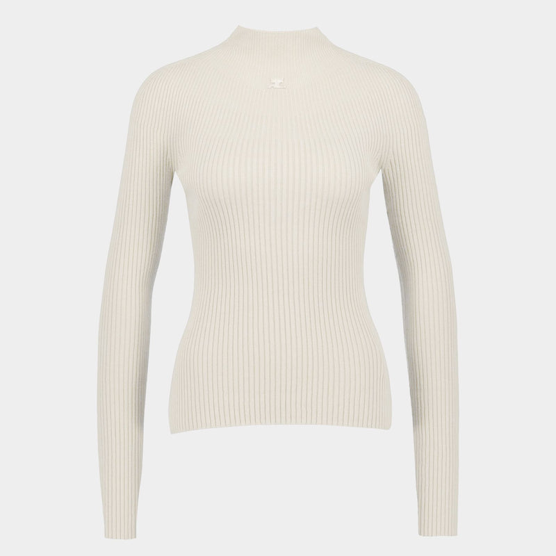 Mockneck Sweater - Courreges - Cotton - White