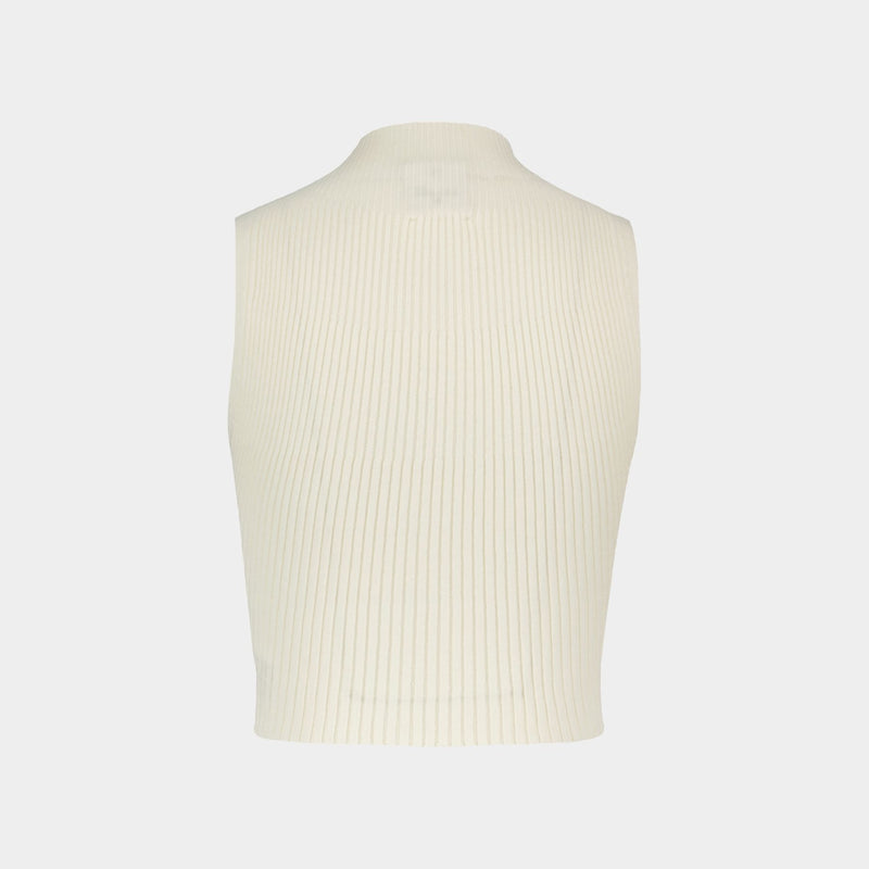 Mockneck T-Shirt - Courreges - Cotton - White