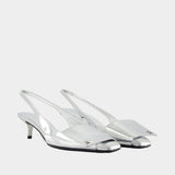 Fold Mirror Kitten Pumps - Courreges - Synthetic - Silver