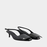 Fold Kitten Slingbacks Pumps - Courreges - Leather - Black