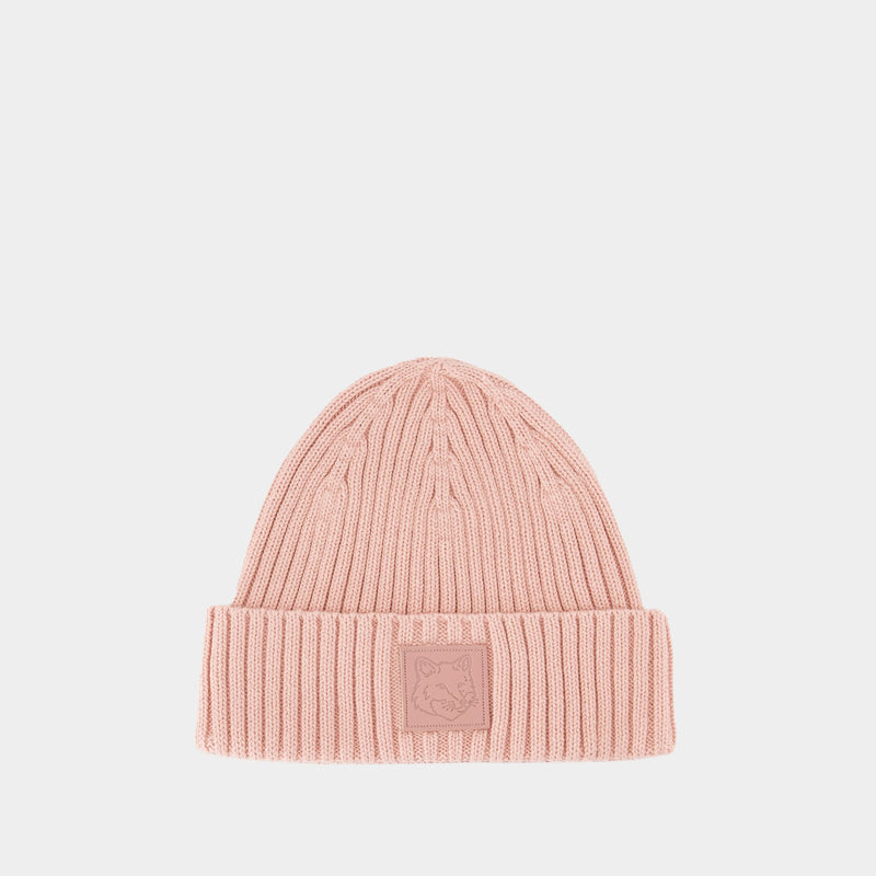 Bold Fox Head Beanie - Maison Kitsune - Cotton - Pink