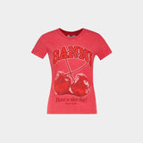 Future Baby Fit Cherry T-Shirt - Ganni - Cotton - Red