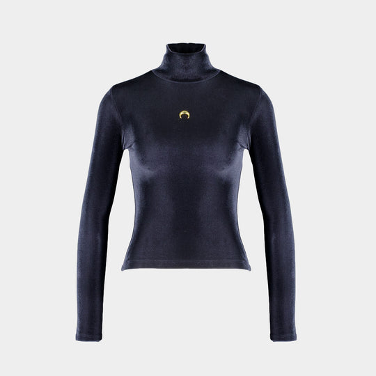 Moon Fleece Ls T-Shirt - Marine Serre - Synthetic - Black