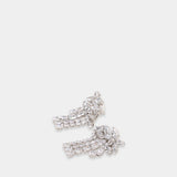 Crystal Dangle Earrings - SELF PORTRAIT - Pearls - Silver