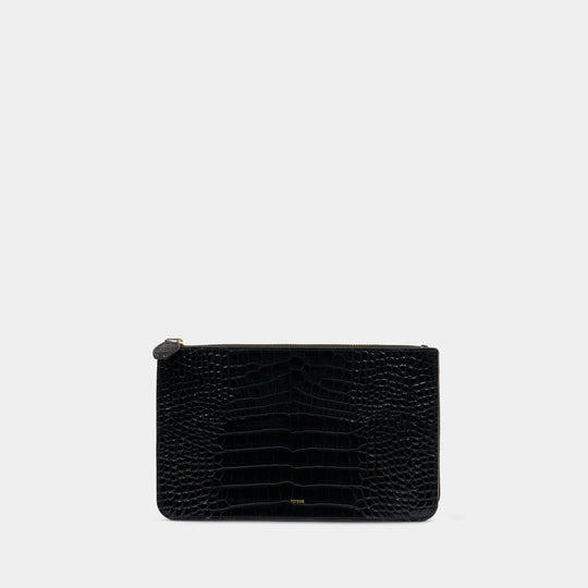 Threefold Clutch - TOTEME - Leather - Black