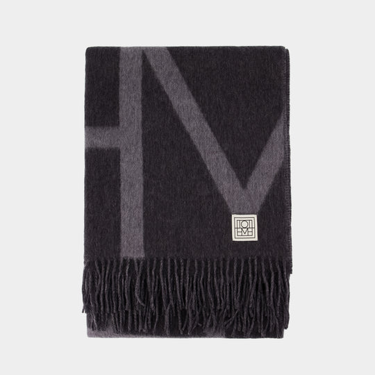 Monogram Scarf - TOTEME - Wool - Grey