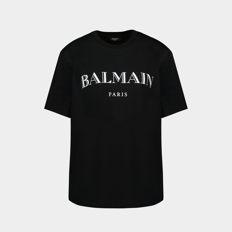 Vintage Print Reg Fit T-Shirt - Balmain - Cotton - Black