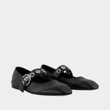 Uma Eyelet Ballerinas - Aeyde - Leather - Black