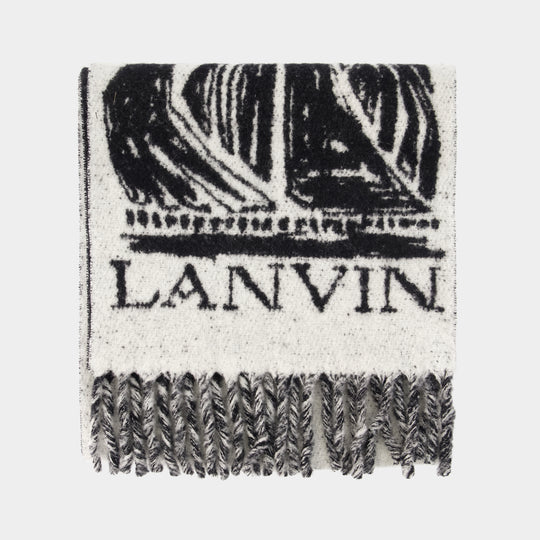 Fluffy Mere Et L'enfant Scarf - Lanvin - Wool - White