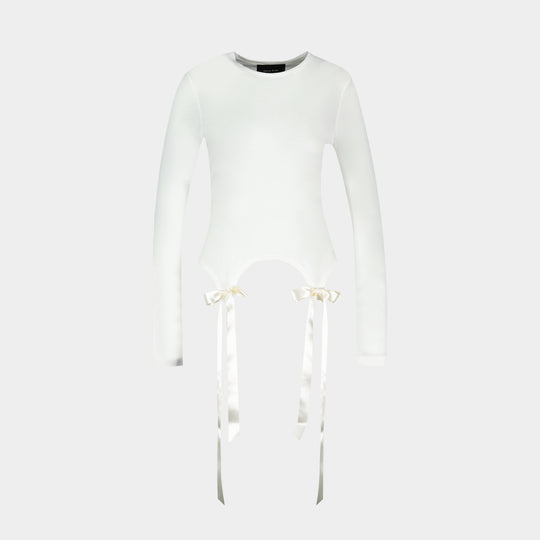 Bow Tail Easy Long Sleeve T-Shirt - Simone Rocha - Synthetic - Ivory