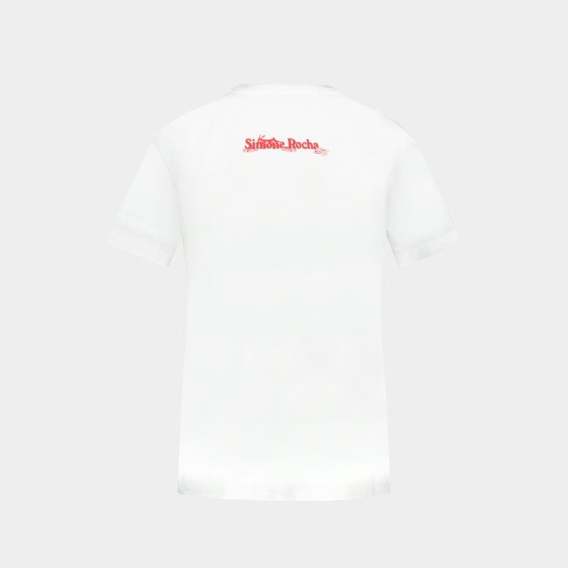 Hare Illustration T Shirt - Simone Rocha - Cotton - White
