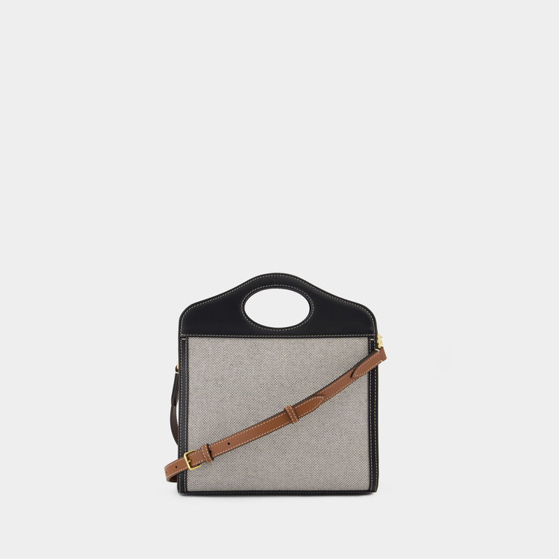 Ll Mn Pocket Ll6 Handbag - Burberry -  Black/Tan - Cotton
