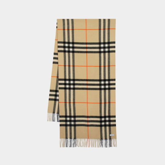 Burberry Giant Check 米色羊绒围巾