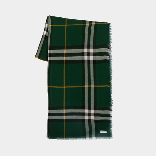 Burberry Giant Check 绿色羊毛围巾