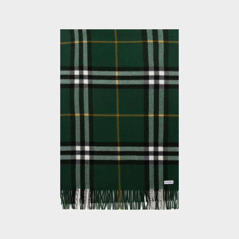 Burberry Giant Check 绿色羊绒围巾