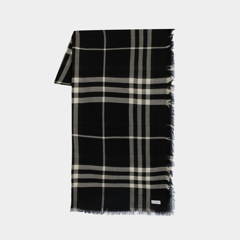 Giant Check Scarf - Burberry - Wool - Black