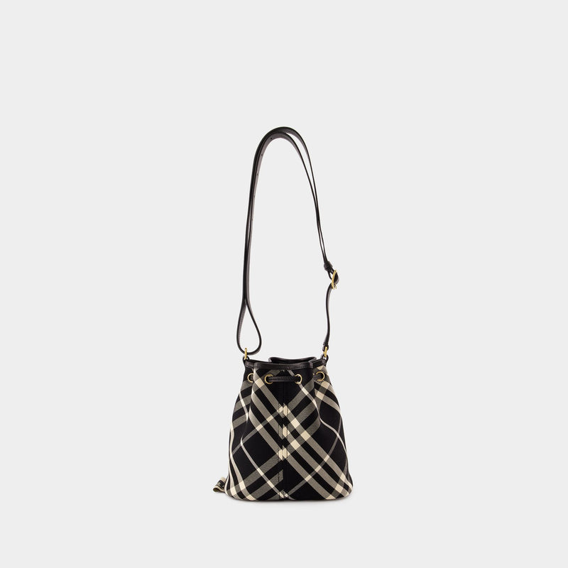 Burberry Drawstring 黑色棉质水桶包