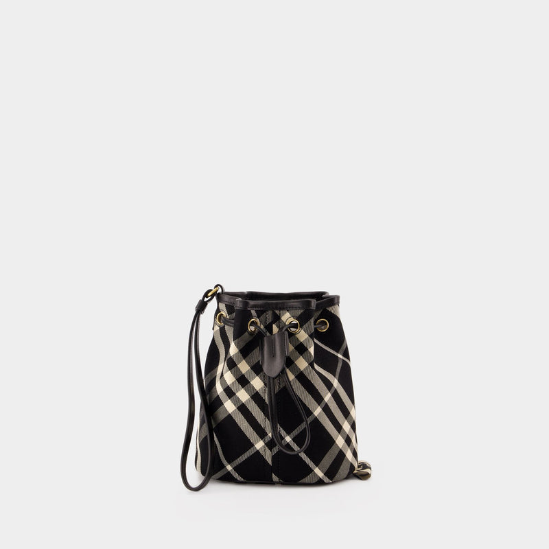 Burberry Drawstring Pouch B黑色棉质单肩包