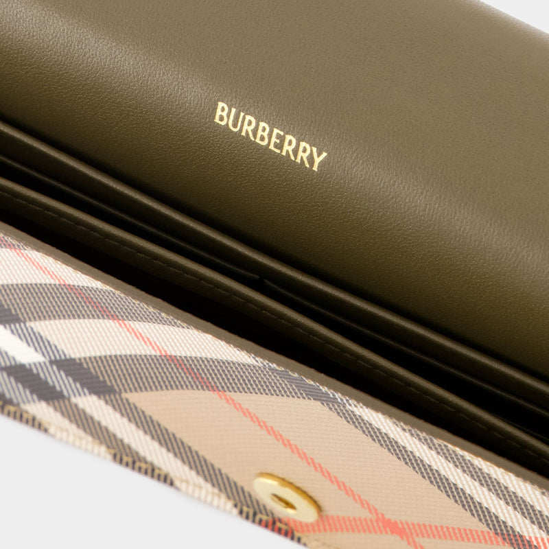 Burberry Bin合成皮革米色链条钱包