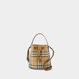 Burberry  Drawstring 棕色合成皮革水桶包