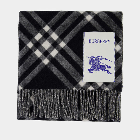 Bias Check Scarf - Burberry - Chshmere - Black