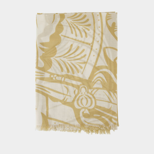 Large Scarf - Burberry - Wool - Beige
