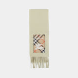 Solid Label Scarf - Burberry - Cashmere - White