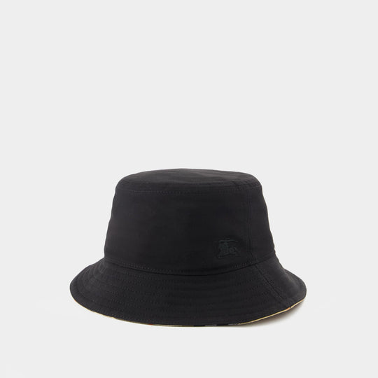 Gabardine Bucket Hat - Burberry - Cotton - Black