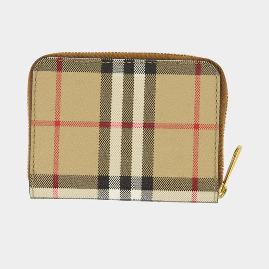 Mini Zip Wallet - Burberry - Synthetic Leather - Beige