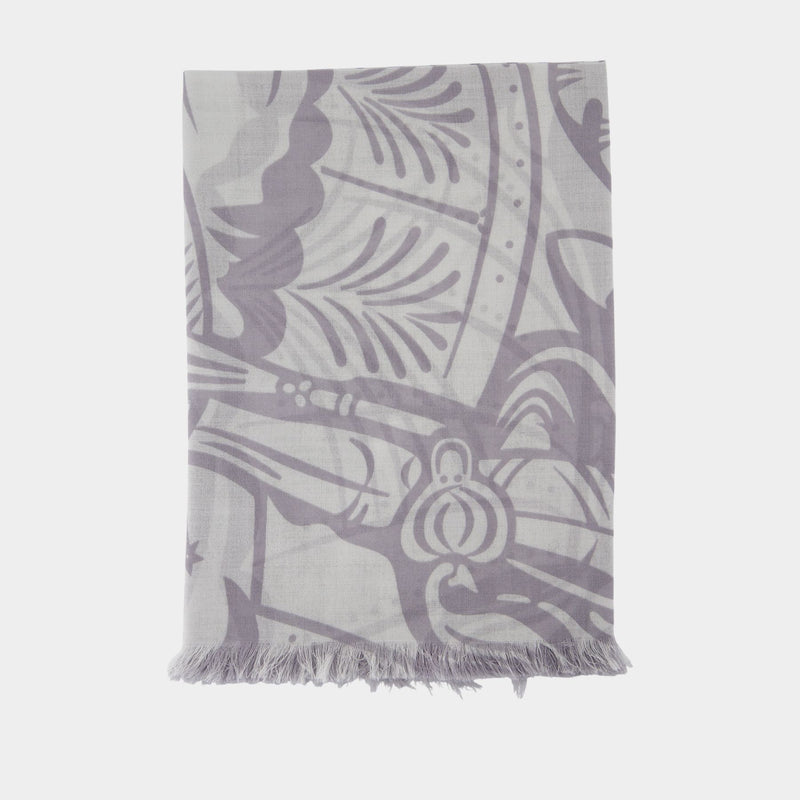 Large Scarf - Burberry - Wool - Grey