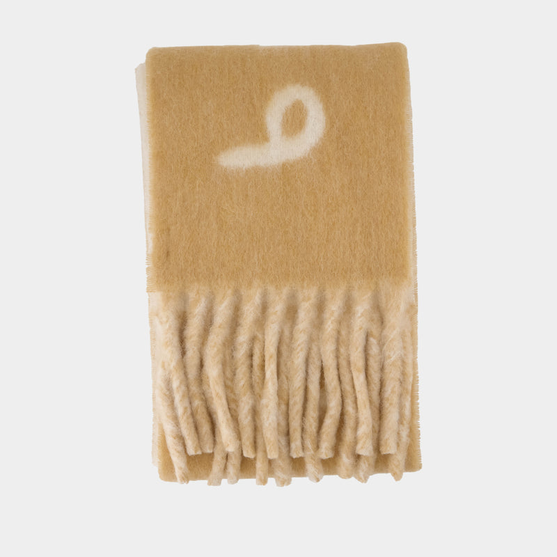 Mu Text Scarf - Burberry - Wool - Beige