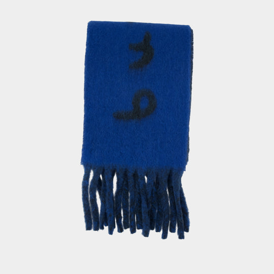 Mu Text Scarf - Burberry - Wool - Blue