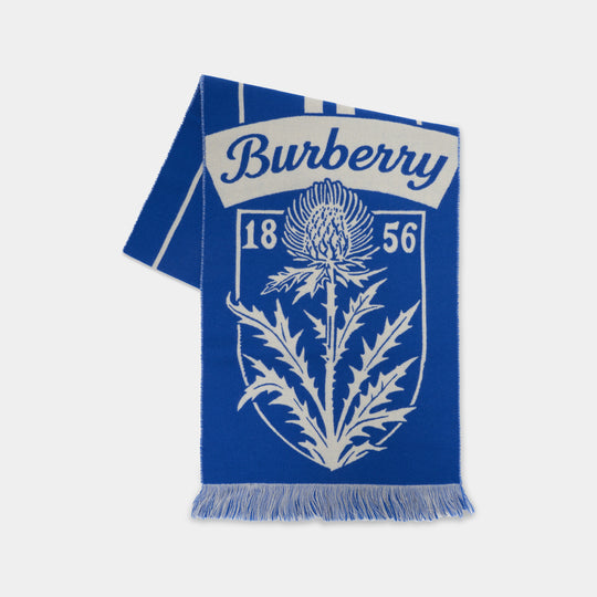 Mu Thistle Football Scarf - Burberry - Wool - Blue